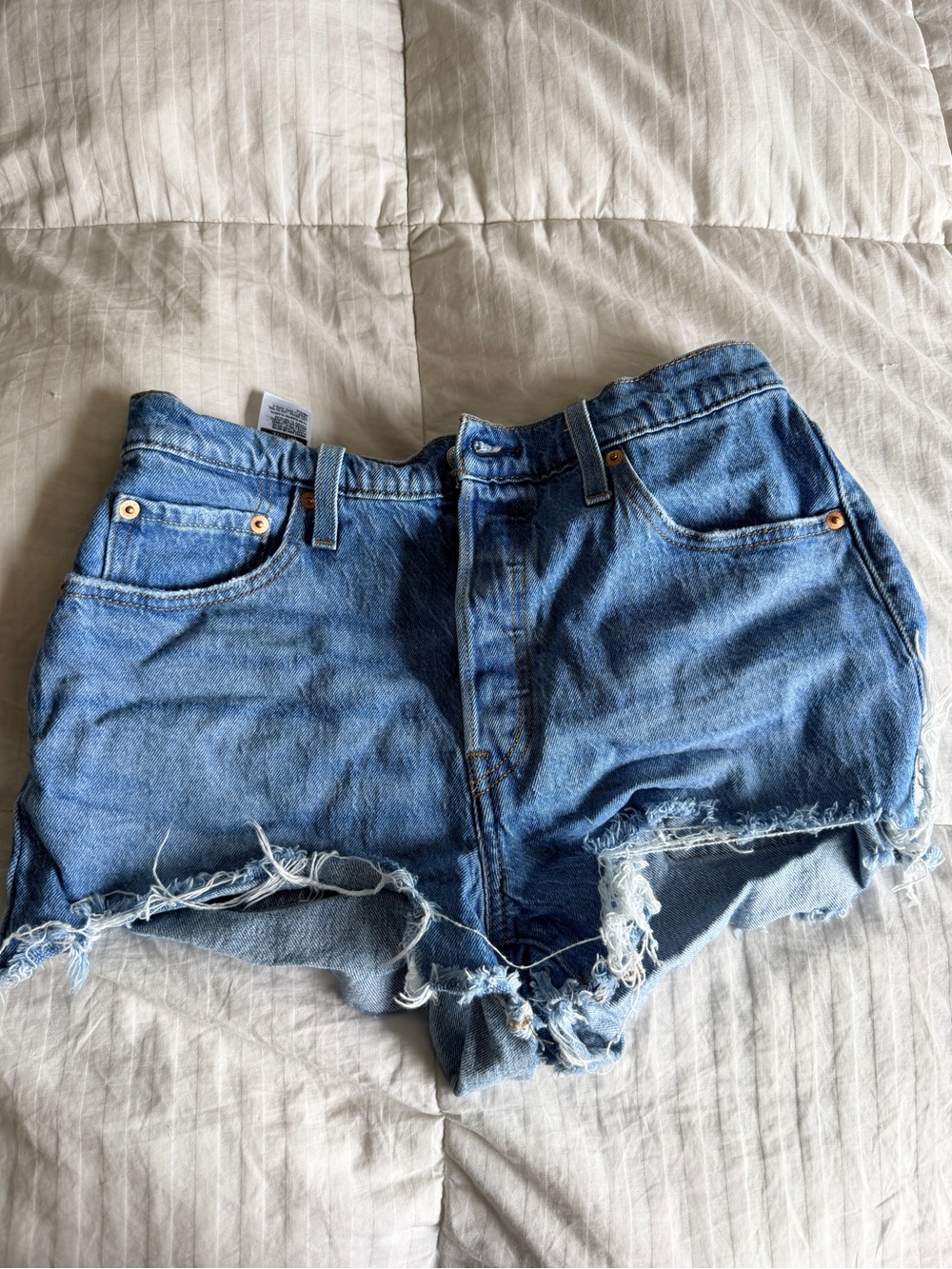 Levi's Blue Distressed Denim Cutoff Shorts